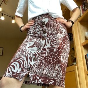 NWOT Anthropologie Zebra Tiger Pencil Skirt